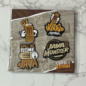 Java Monster Coffee Energy Collector’s Enamel Pin Set (4-Pack) New Drink Hat